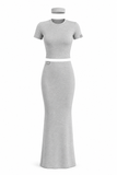Grounded Grey Polished Skirt Set